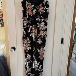 NEVER WORN Floral Black Jumpsuit